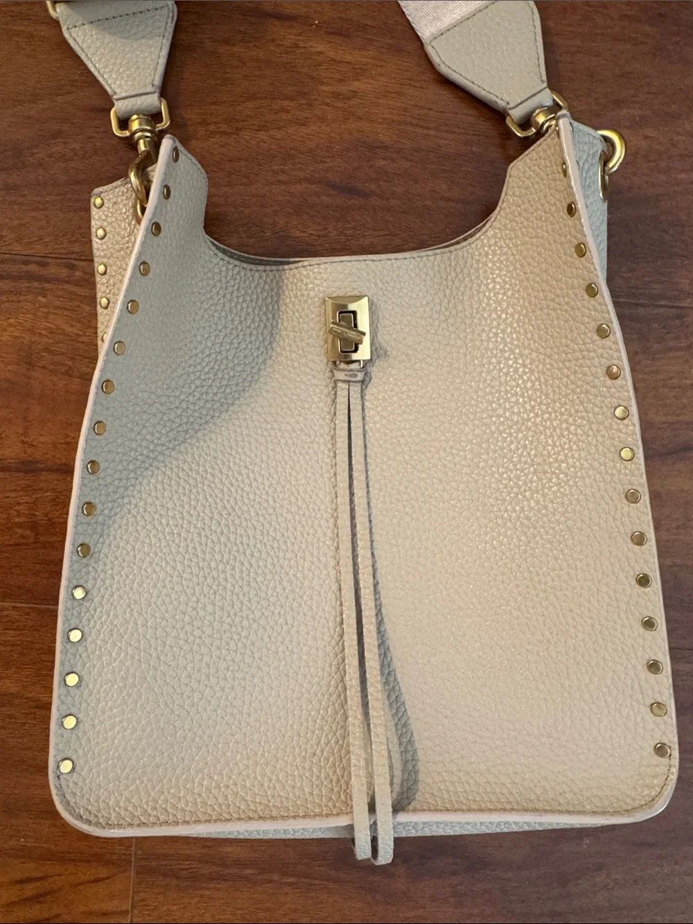 Rebecca Minkoff Beige Studded Leather Crossbody Bag